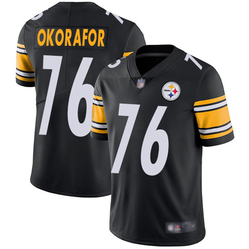 Men Pittsburgh Steelers Football #76 Limited Black Chukwuma Okorafor Home Vapor Untouchable Nike NFL Jersey